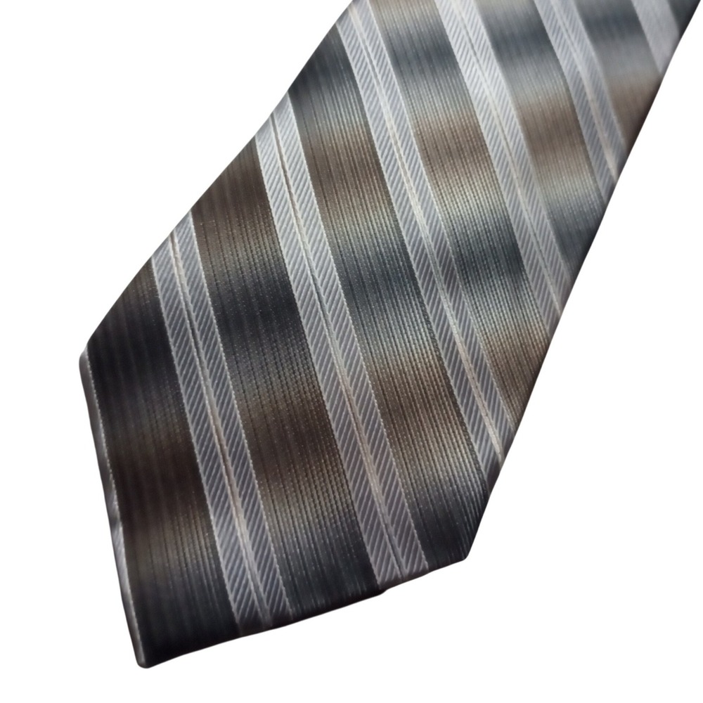 Arrow Mens Grey Silver Striped Classic Necktie Modern Professional Business Tie